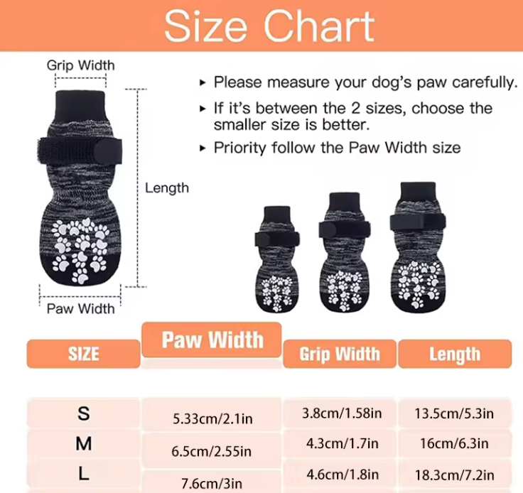 TailWaggers™ Anti-Slip Dog Socks to Prevent Licking Paws for Hardwood Floors Anti Slip Paw Protectors Traction Control for Small Large Dogs
