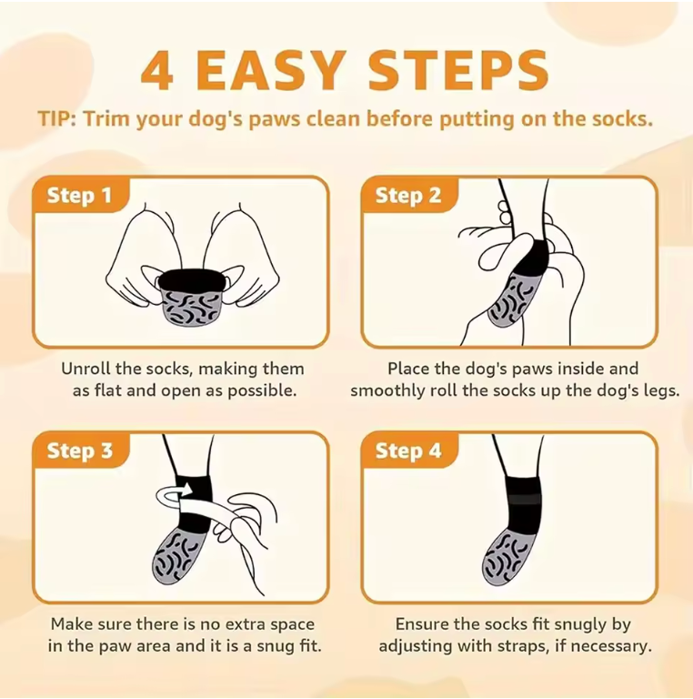 TailWaggers™ Anti-Slip Dog Socks to Prevent Licking Paws for Hardwood Floors Anti Slip Paw Protectors Traction Control for Small Large Dogs