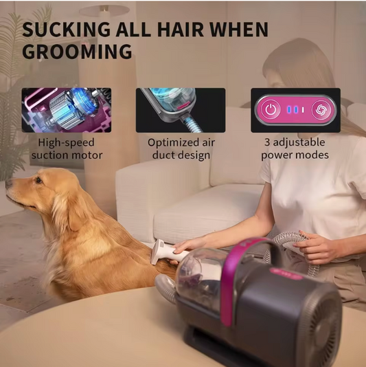 TailWaggers™ PETKIT Airclipper 5-in-1 Pet Grooming Vacuum Kit with High Performance Vacuum Suction for Cat And Dog Shedding